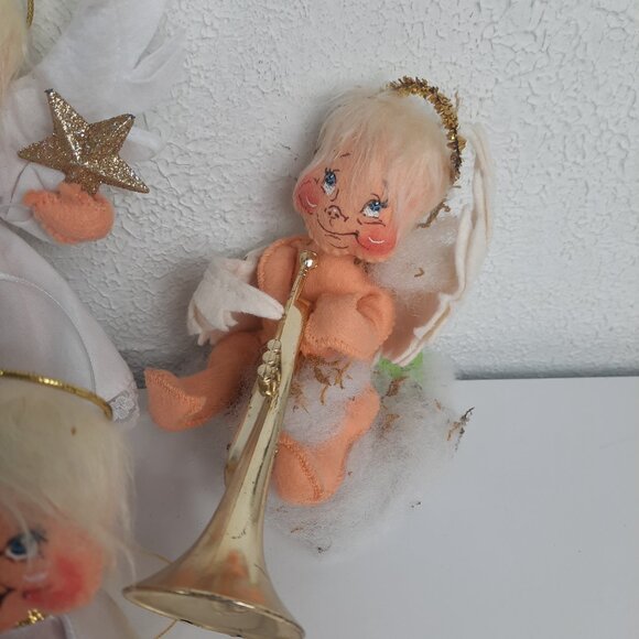 LOT OF 5 Annalee Christmas Angels, With Candle, Star, Slingshot, Trumpet, Dove - Picture 11 of 12